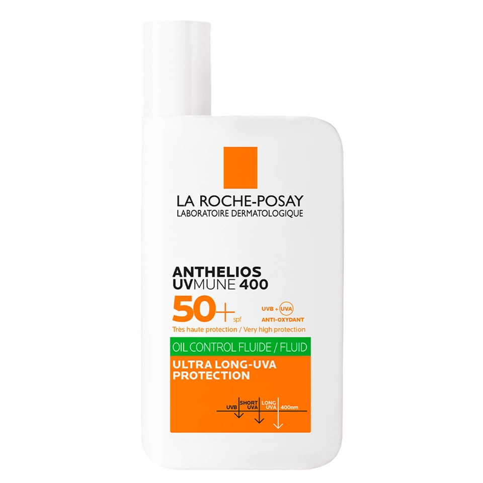 کرم ضد آفتاب بی رنگ کنترل چربی فلوئیدی لاروش پوزای LA ROCHE POSAY ANTHELIOS UVMUNE 400 OIL CONTROL FLUID SPF50 حجم 50 می