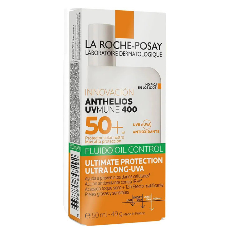کرم ضد آفتاب بی رنگ کنترل چربی فلوئیدی لاروش پوزای LA ROCHE POSAY ANTHELIOS UVMUNE 400 OIL CONTROL FLUID SPF50 حجم 50 می