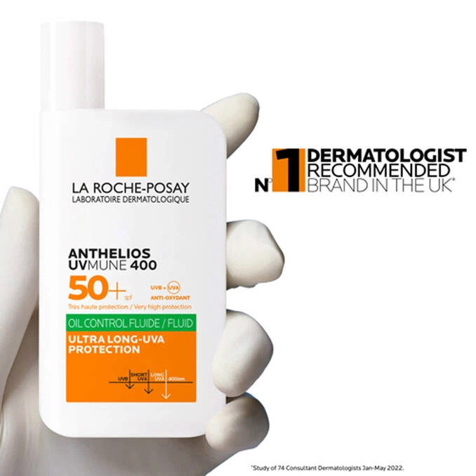 کرم ضد آفتاب بی رنگ کنترل چربی فلوئیدی لاروش پوزای LA ROCHE POSAY ANTHELIOS UVMUNE 400 OIL CONTROL FLUID SPF50 حجم 50 می