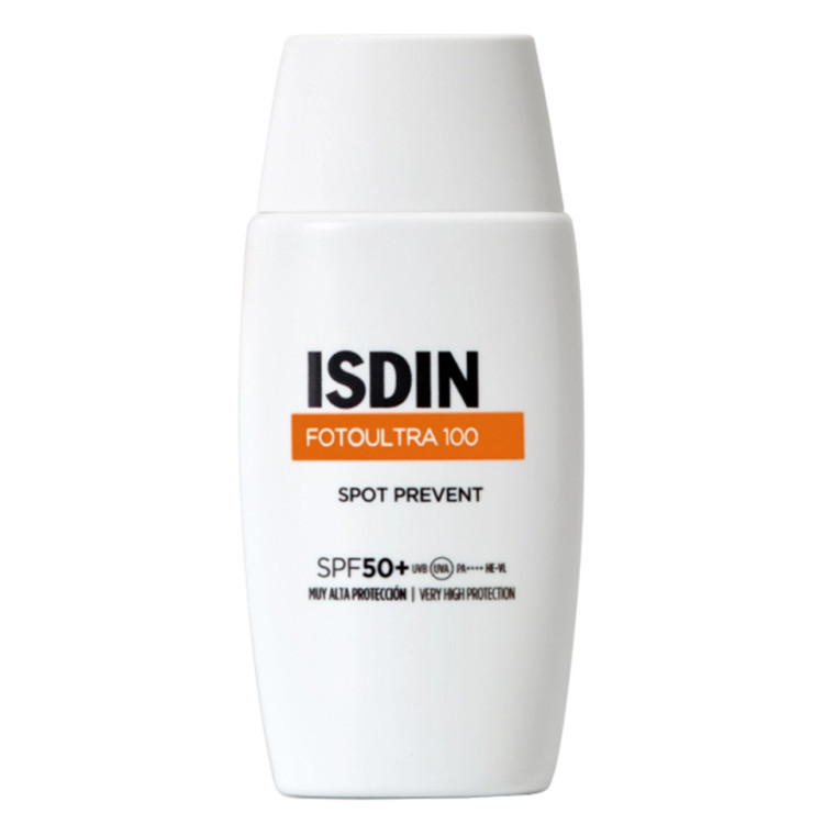 کرم ضد آفتاب ضد لک بی رنگ اسپات پریونت ایزدین Isdin Foto Ultra 100 Spot Prevent SPF50 حجم 50 میلی لیتر