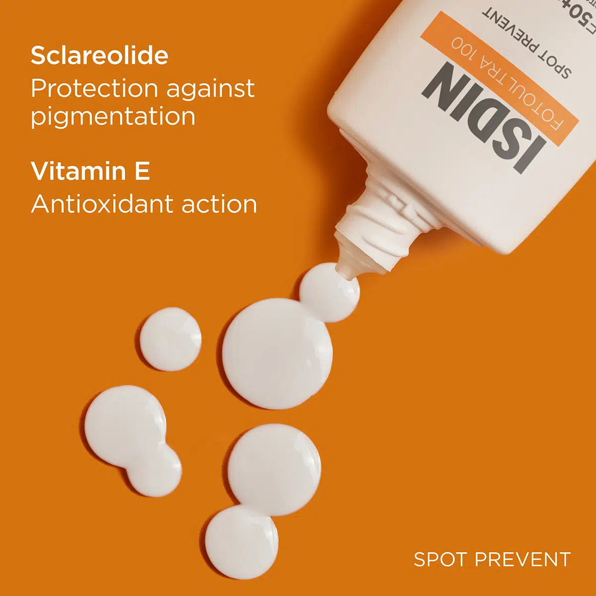 کرم ضد آفتاب ضد لک بی رنگ اسپات پریونت ایزدین Isdin Foto Ultra 100 Spot Prevent SPF50 حجم 50 میلی لیتر