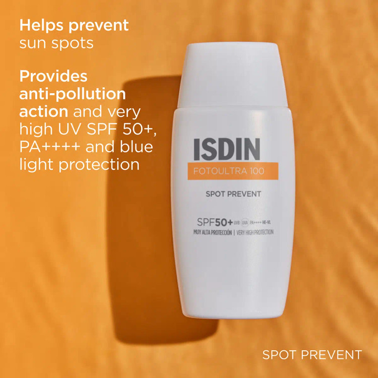 کرم ضد آفتاب ضد لک بی رنگ اسپات پریونت ایزدین Isdin Foto Ultra 100 Spot Prevent SPF50 حجم 50 میلی لیتر