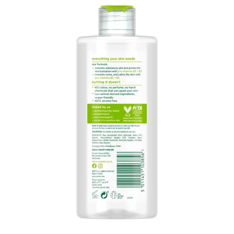 تونر سیمپل Simple Soothing Facial Toner حجم 200 میلی لیتر