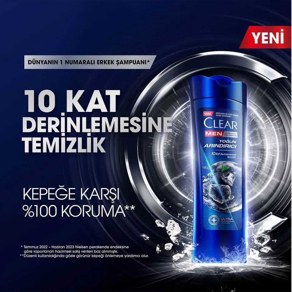 شامپو مو ضد شوره کلیر مردانه پاکسازی عمیق CLEAR MEN Yoğun Arındırıcı حجم 350 میلی لیتر