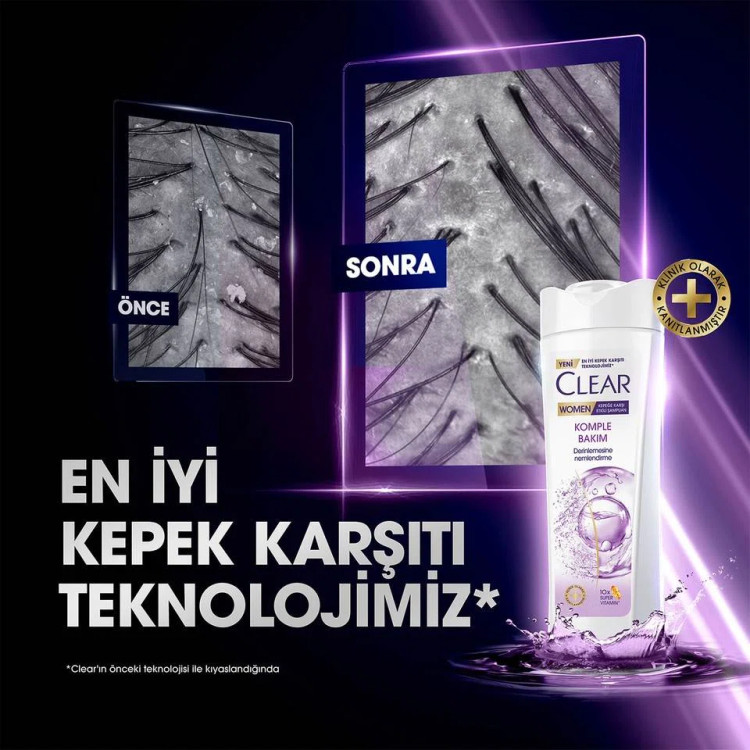شامپو مو ضد شوره کلیر زنانه مراقبت کامل CLEAR WOMEN Komple Bakım حجم 350 میلی لیتر