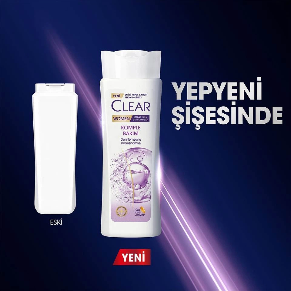 شامپو مو ضد شوره کلیر زنانه مراقبت کامل CLEAR WOMEN Komple Bakım حجم 350 میلی لیتر