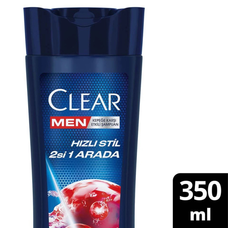 شامپو مو ضد شوره کلیر مردانه دوکاره 2 در 1 CLEAR MEN Hızlı Stil 2’si 1 Arada حجم 350 میلی لیتر