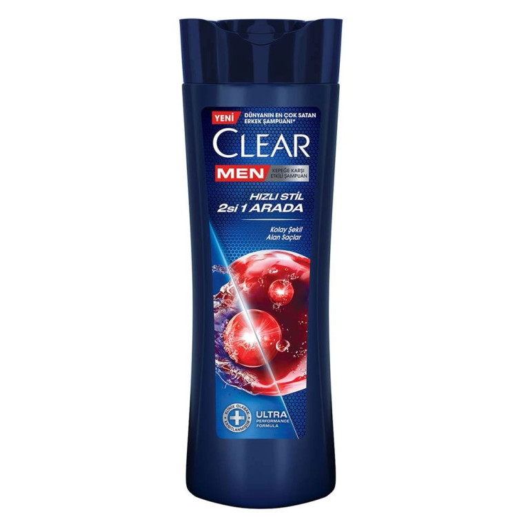 شامپو مو ضد شوره کلیر مردانه دوکاره 2 در 1 CLEAR MEN Hızlı Stil 2’si 1 Arada حجم 350 میلی لیتر