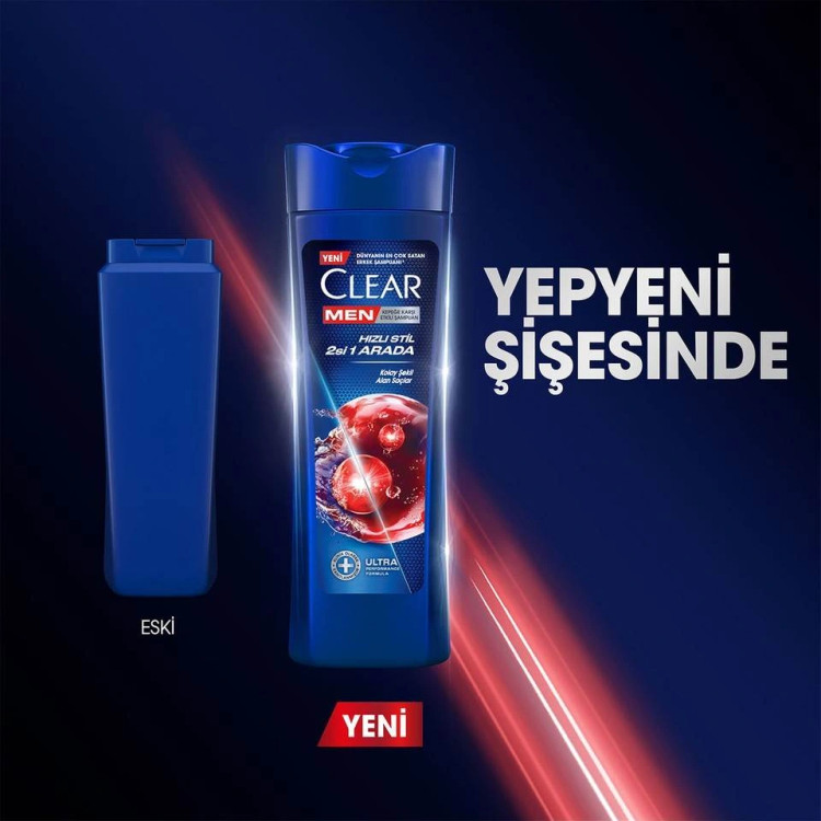 شامپو مو ضد شوره کلیر مردانه دوکاره 2 در 1 CLEAR MEN Hızlı Stil 2’si 1 Arada حجم 350 میلی لیتر