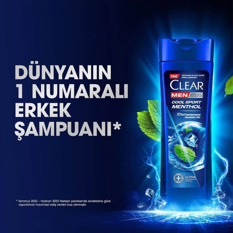 شامپو مو ضد شوره کلیر مردانه ورزشی نعناع CLEAR MEN Cool Sport Menthol حجم 350 میلی لیتر