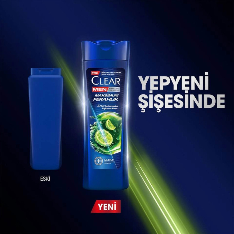 شامپو مو ضد شوره کلیر مردانه حداکثر خنکی CLEAR MEN Maksimum Ferahlık حجم 350 میلی لیتر