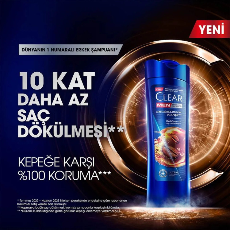 شامپو مو ضد شوره کلیر مردانه ضد ریزش مو CLEAR MEN Saç Dökülmesine Karşı حجم 350 میلی لیتر