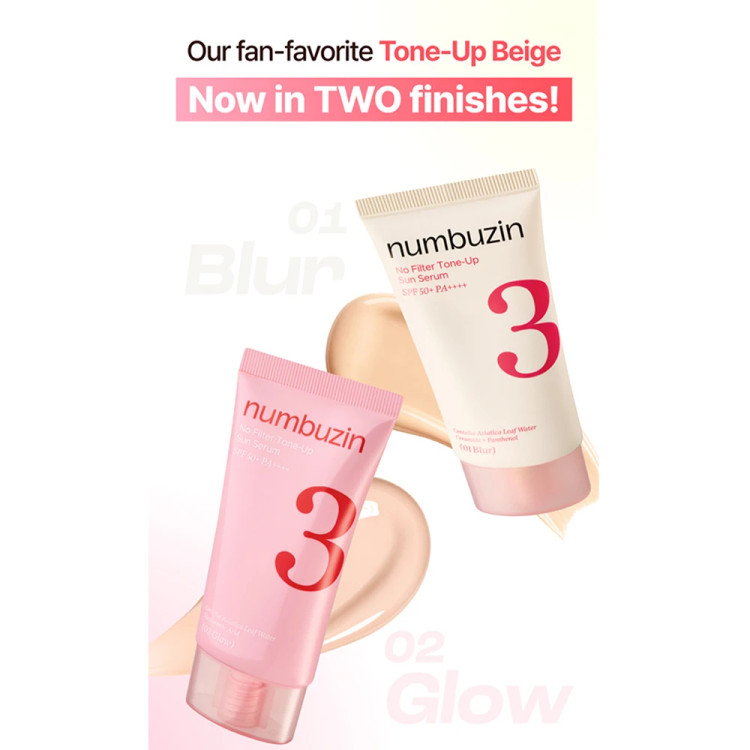 ضدآفتاب سرمی تونآپ شماره 3 نامبوزین +SPF50 مدل Blur محوکننده منافذ و یکدستکننده پوست حجم 50 میلیلیتر