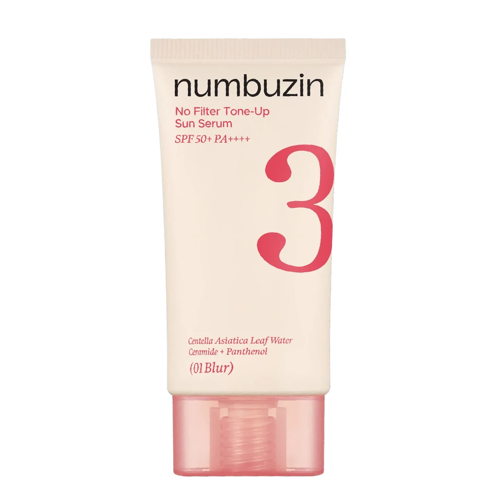 ضدآفتاب سرمی تونآپ شماره 3 نامبوزین +SPF50 مدل Blur محوکننده منافذ و یکدستکننده پوست حجم 50 میلیلیتر