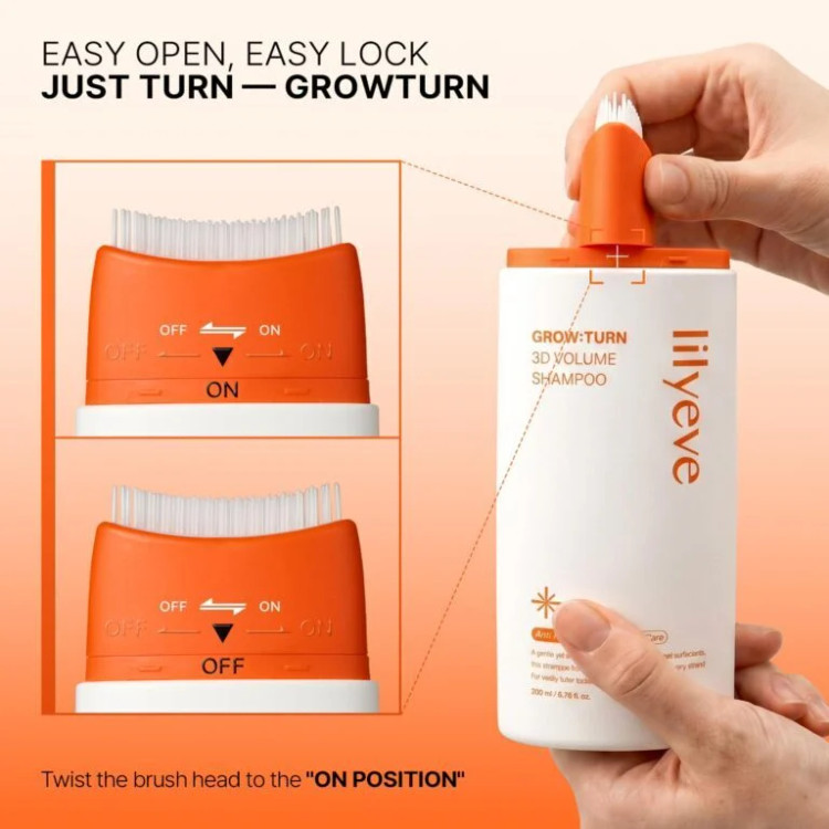 شامپو ضد ریزش و حجم دهنده موی لیلیوئه lilyeve GrowTurn 3D Volume Shampoo with Brush